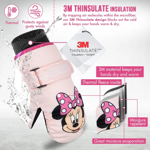 Miniatura 2 de Disney Guantes de Mickey Mouse para niños de 2 a 4 años, guantes impermeables para niños pequeños, guantes de nieve de Mickey para niños, guantes