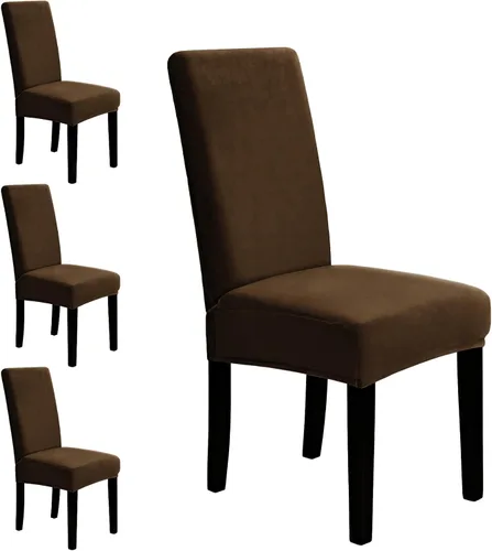 Miniatura 31 de MOSAYT Juego de 2 fundas elásticas de terciopelo para sillas de comedor, fundas suaves con tela extraíble gruesa para sillas Parsons, protectores