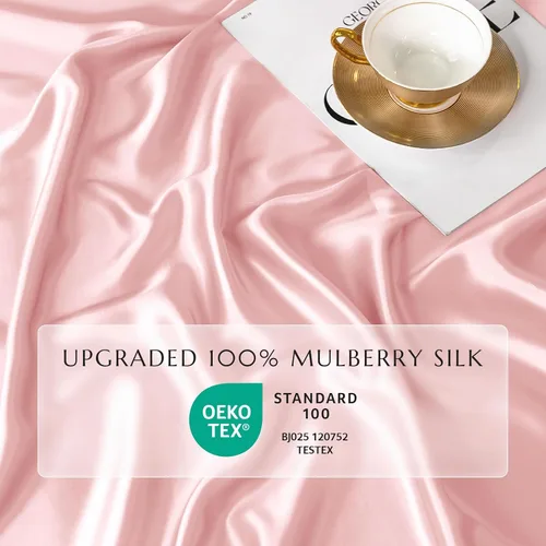 Miniatura 48 de THXSILK Juego de sábanas bajeras de 100% seda de morera, 3 piezas de seda 7A+, transpirable, suave, sábana bajera de 16 pulgadas de profundidad, 2