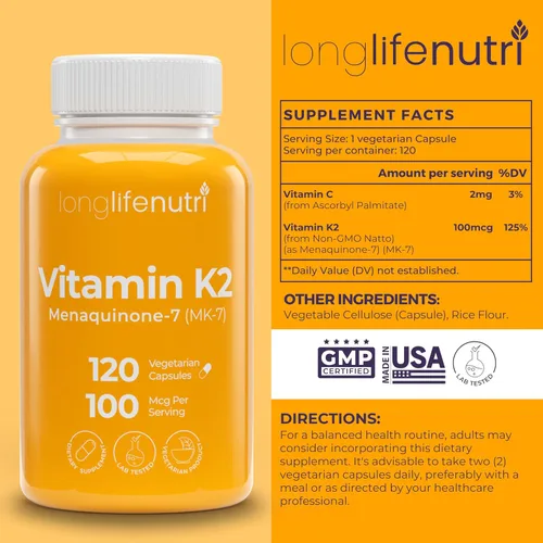 Miniatura 2 de Vitaminas K2 MK-7, 120, Anaranjado, 1