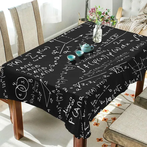 Miniatura 4 de YETTASBIN Mantel cuadrado creativo negro matemático, impermeable, resistente a las manchas, a las arrugas, lavable, de poliéster, para picnic, cena