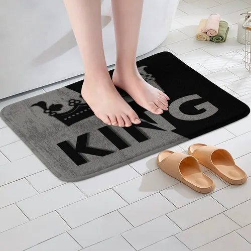 Miniatura 2 de Erosebridal King Crown - Tapete de baño vintage negro y gris, tapete romántico para el día de San Valentín, para exteriores, 16 x 24 pulgadas