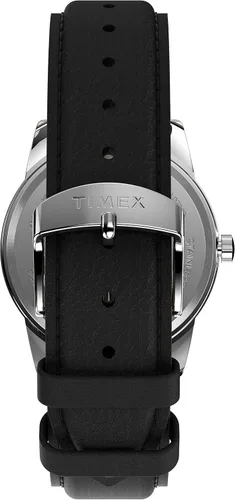Miniatura 3 de Timex Easy Reader Reloj con correa de cuero de 1.496pulgadas, Negrotono plateado