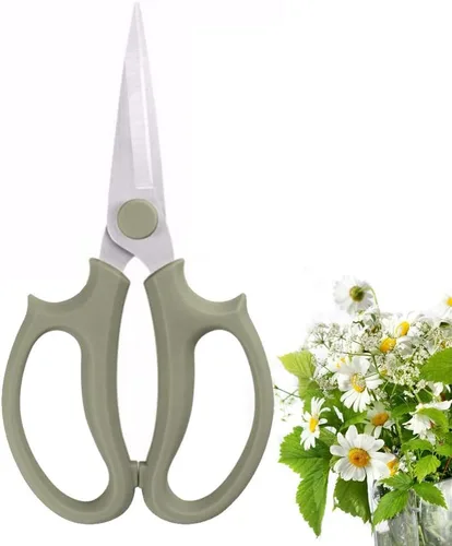 Leize - Tijeras de flores, tijeras de jardín de acero inoxidable endurecidas premium, podadora fuerte para flores, ramas y hojas (Gris Verde Esbelto)