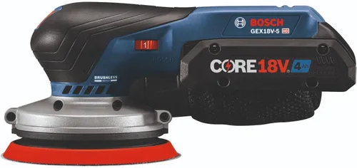 Miniatura 4 de BOSCH GEX18V-5B15 18V Kit de lijadora orbital aleatoria sin escobillas de 5 pulgadas con (1) batería de alimentación avanzada CORE18V 4 Ah