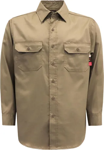 KONRECO Camisas FR para hombre, resistentes al fuego, camisa de trabajo con botones, 100% algodón, 6.5 onzas, camisas de soldadura ligeras