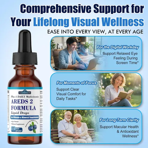 Miniatura 6 de AREDS 2 + Formula Liquid Drops for Macular Health, suplemento 22 en 1 de vitaminas y minerales para los ojos con luteína y zeaxantina, cobre, zinc