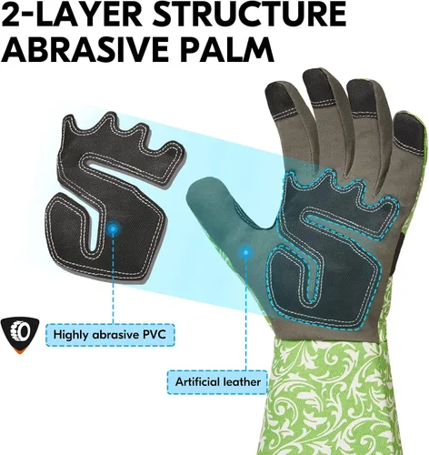 Miniatura 2 de Vgo... 1 par de guantes de jardinería para mujer, guantes de trabajo de seguridad, guantes de manga larga, a prueba de pinchazos, pantalla táctil