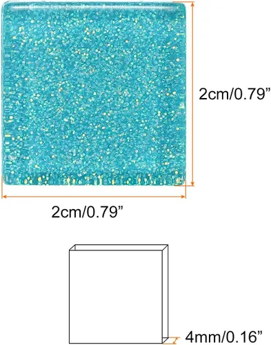 Miniatura 2 de MECCANIXITY Azulejos de mosaico, azulejos de vidrio, piezas de vidrio de mosaico de cristal brillante, cuadrados a granel, 0.8 x 0.8 in para Azul