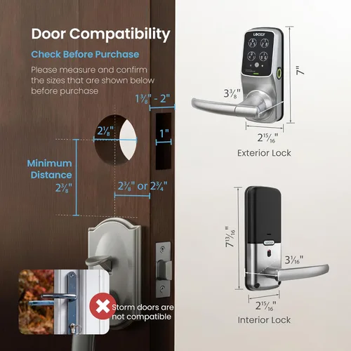 Miniatura 8 de Lockly Secure Pro Smart Lock Wi-Fi, Cerradura de puerta con teclado digital de entrada sin llave, Sensor biométrico de huellas dactilares 3D