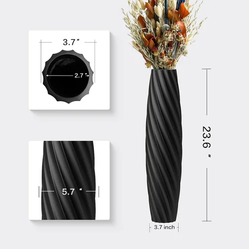 Miniatura 2 de Jarrón alto de suelo de 23.6 pulgadas de alto, resistente, lujoso, texturizado para ramas decorativas, flores secas, jarrón de suelo para rústico