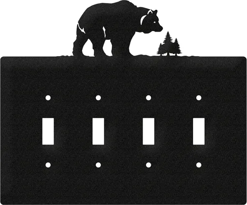 Miniatura 7 de SWEN Products Bear Wildlife - Placa de pared (interruptor simple, negro)