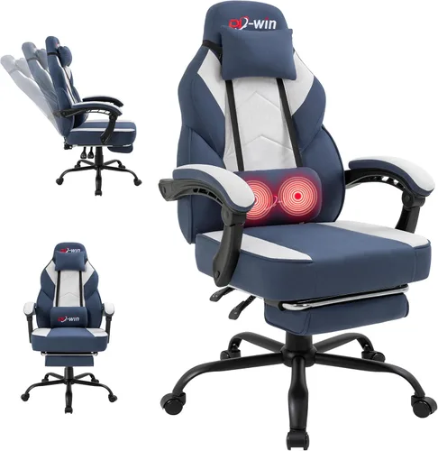 Miniatura 15 de Gaming Chair for Adults with Footrest & Massage Lumbar Support, Ergonomic High Back Gamer Chair, Adjustable Swivel Computer Gaming Chairs with