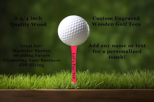 Miniatura 3 de 100 camisetas de golf de madera rosa personalizadas de 2 3/4 pulgadas • Sube tu propio texto