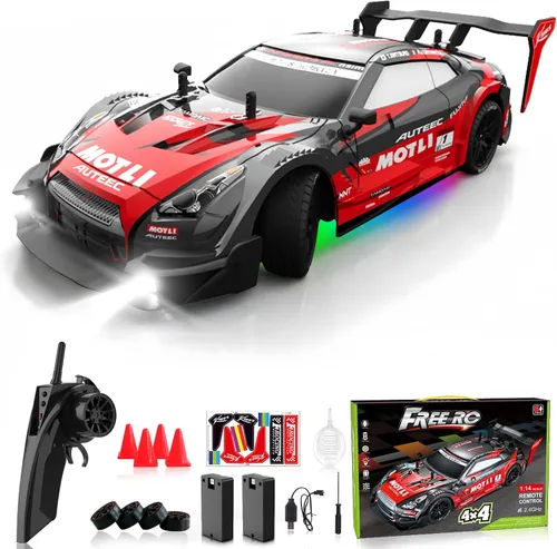 Miniatura 9 de Auto RC Drift a control remoto escala 1:16 4WD RC Car con luces LED 2.4GHz 18.6 mi/h RTR de alta velocidad de carreras de juguete deportivo
