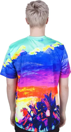 Miniatura 3 de aofmoka - Camiseta ultravioleta hecha a mano, reactiva a luz negra, con impresión decorativa