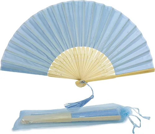 Abanico de mano plegable de mano de tela con borla de grado A, varillas de bambú para mujeres y niñas, fiesta de verano, eventos, cumpleaños, boda,