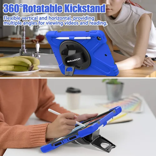 Miniatura 5 de BRAECNstock - Funda para Apple iPad de 9ª/8ª/7ª generación, de 10.2" 2021/2020/2019, funda protectora a prueba de golpes para niños, con protector