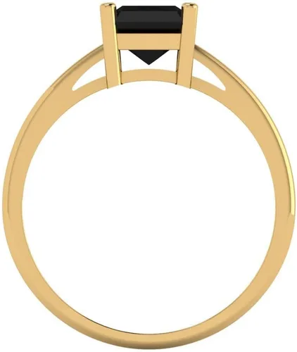 Miniatura 4 de Anillo de 2.0 quilates de talla esmeralda brillante con solitario de ónice negro natural impecable, ideal para VVS1, 4 puntas, compromiso, boda