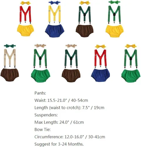 Miniatura 5 de Conjunto de ropa para bebé y niños, para primer cumpleaños, con clips fuertes y ajustables, con tirantes