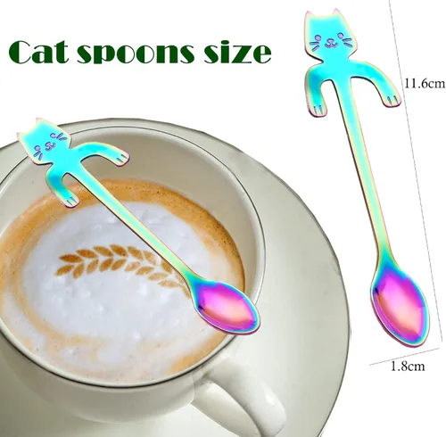Miniatura 2 de Juego de cucharas de té y café, de acero inoxidable, mini cucharaditas para mezclar bebidas de postre (multicolor)