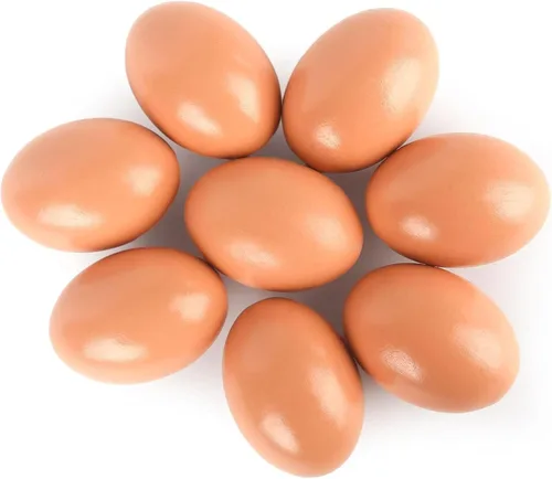 LovesTown Huevos de madera para manualidades, 8 huevos falsos, caja de anidación de pollo, ayuda a poner gallinas y aves de corral para entrenamiento