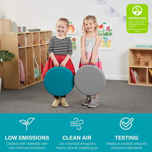Miniatura 5 de Factory Direct Partners SoftScape - Cojines de piso redondos de 15 pulgadas con asas para salón de clases; asientos flexibles para guardería