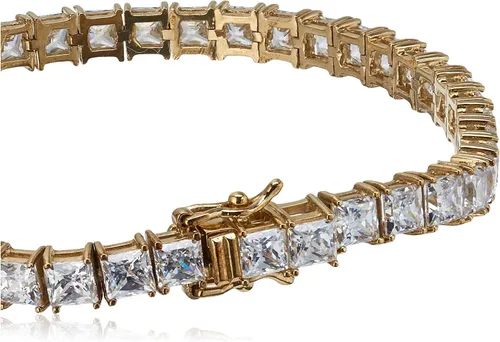 Miniatura 2 de Tienda Collection Pulsera de tenis de plata chapada en oro amarillo con circonita cúbica de elementos infinitos (0.197 in), 7.25 pulgadas