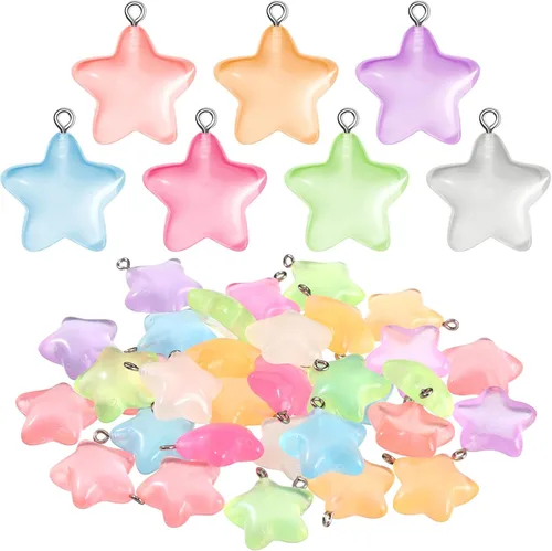 Dijes de Estrella que Brillan en la Oscuridad Colgantes de Resina Luminosos Dijes a Granel Colgante de Estrella Cuentas Colgantes para Hacer Joyas,