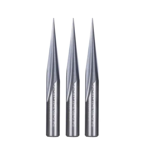 HUHAO Broca de fresadora CNC de 0.236 in, vástago de carburo de grabado en V, broca de corte con ranura en V, 2 flautas de 15 grados, punta de 0.012