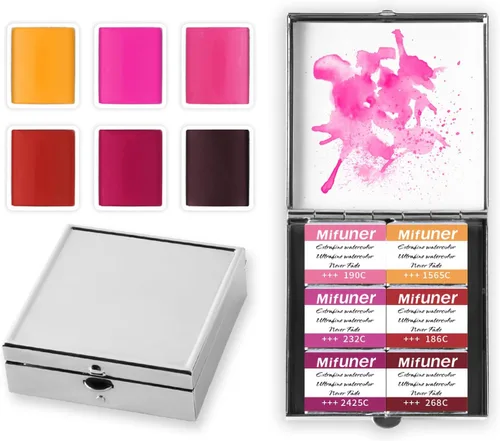 Miniatura 17 de Caja de estuche de pintura de acuarela portátil de mini lata de 12 celdas vacía es un pequeño kit de viaje de almacenamiento con clip magnético