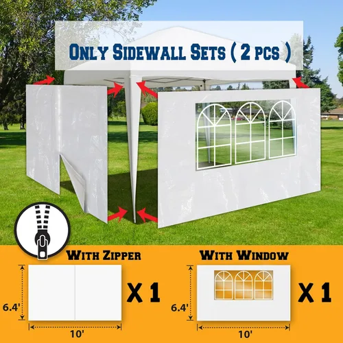 BenefitUSA Paredes laterales de 10 x 6.4 pies, tamaño para tienda de campaña al aire libre, toldo desplegable con cremallera y ventana