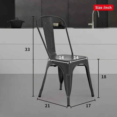 Miniatura 3 de Juego de 4 sillas de comedor de metal para patio, sillas de restaurante de 18 pulgadas, altura de asiento para interiores y exteriores, apilables