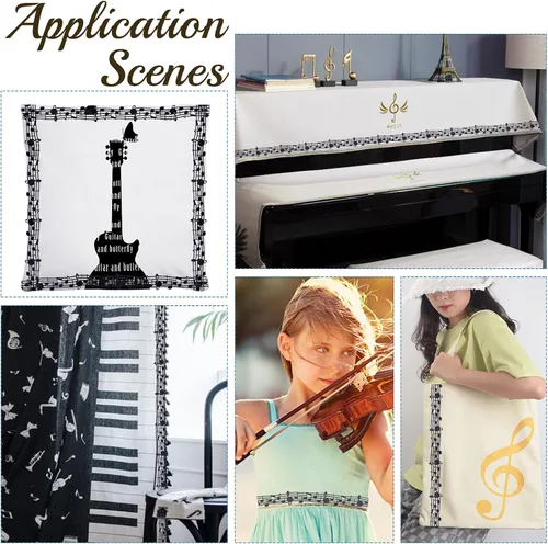 Miniatura 4 de PH PandaHall Cinta de notas musicales de 10 yardas de 1-1/8 pulgadas, fonograma negro, cinta hueca de poliéster, accesorios para álbumes