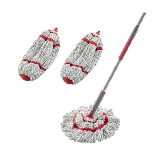 Rubbermaid Kit de trapeador giratorio de microfibra con 2 repuestos, lavable a máquina, escurridor integrado, ligero, seguro para todo tipo de