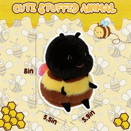 Miniatura 2 de Juguete de peluche de abejorro sonriente gordito, lindo y esponjoso, compañero suave para niños y adultos, insecto único, regalo temático
