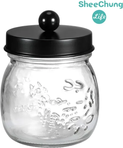 Miniatura 2 de SheeChung Tarro pequeño de albañil, soporte de cristal, tarros de boticario con tapas, organizadores de baño y almacenamiento, recipiente de baño