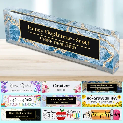 Miniatura 39 de Placa de nombre de escritorio personalizada para profesores, placa de nombre para escritorios, placa de escritorio de vidrio acrílico transparente