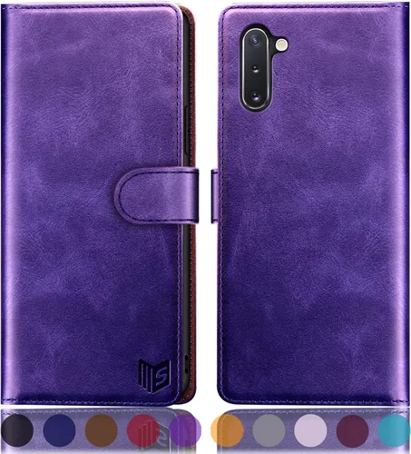 Miniatura 11 de SUANPOT Funda de piel tipo cartera para Samsung Galaxy Note 10 de 6.3 pulgadas con bloqueo RFID, tarjetero para tarjetas de crédito, libro con tapa