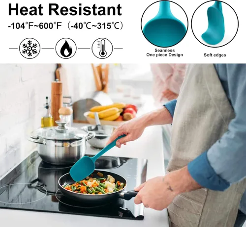 Miniatura 4 de HOTEC - Juego de espátulas de silicona sin BPA, resistentes al calor, utensilios de cocina para hornear, cocinar y mezclar, antiadherentes, de grado