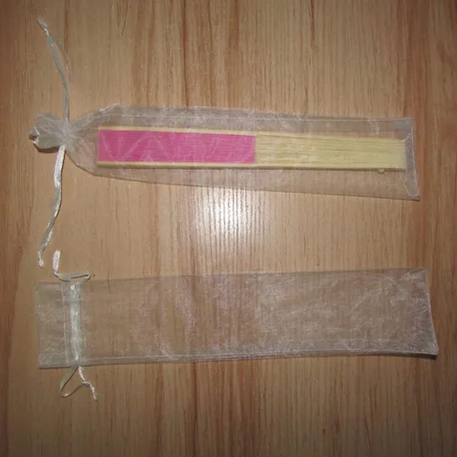 Miniatura 4 de SUPVOX 50pcs Cordón Organza Plegable Mano Ventilador Bolsa de mano Soporte de Ventilador de Bolsillo Fiesta Boda Favor Bolsas (Blanco)