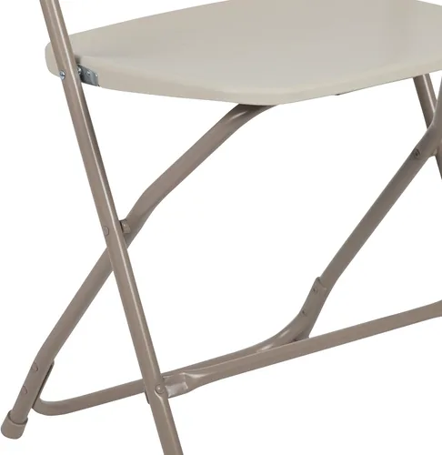 Miniatura 6 de EMMA + OLIVER Juego de 10 sillas plegables de plástico, capacidad de peso de 650 libras, silla plegable apilable ligera en color beige