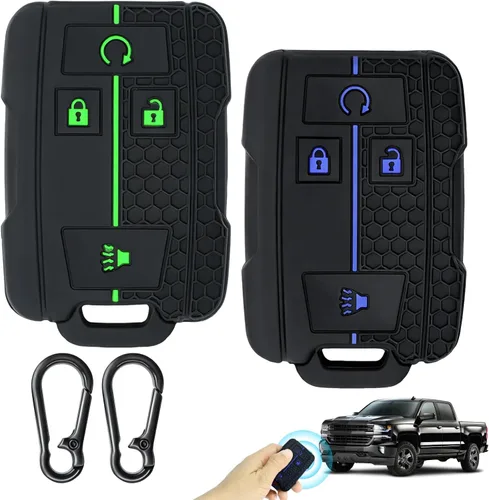 Miniatura 9 de 2 Pcs Silicone 4-Button Smart Key Fob Cover Compatible with 2014-2019 Chevrolet Colorado Silverado Suburban Tahoe and GMC Canyon Sierra Yukon, Car