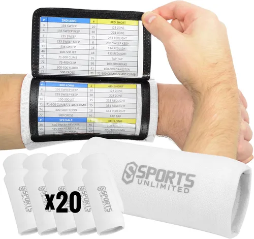 Miniatura 85 de Sports Unlimited Banda Instructora Triple para Adultos, Muñequeras de Fútbol para Jugadas, Muñequeras de Béisbol, Bandas de Brazo QB Negro