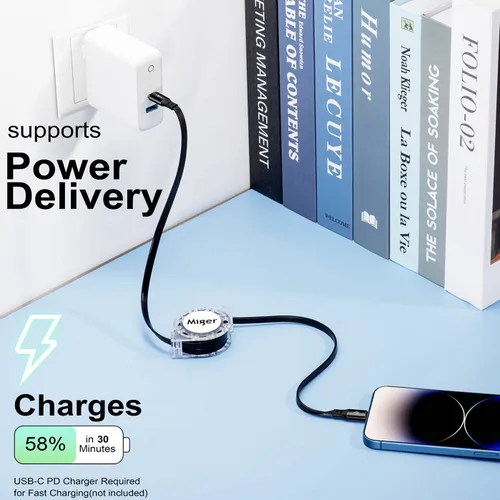 Miniatura 2 de Miger Cable USB C a Lightning [2 unidades de 4 pies] Cargador retráctil para iPhone de carga rápida tipo C a Lightning Cable de carga MFi