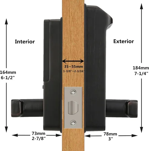 Miniatura 8 de Cerradura de puerta de huellas dactilares, control completo de aplicación resistente, teclado sin llave con mango reversible, perfecto para puertas
