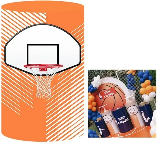 Fundas de soporte de cilindro con temática de baloncesto para fiestas de cumpleaños de niños, cubierta de pedestal con patrón de cesta, decoración