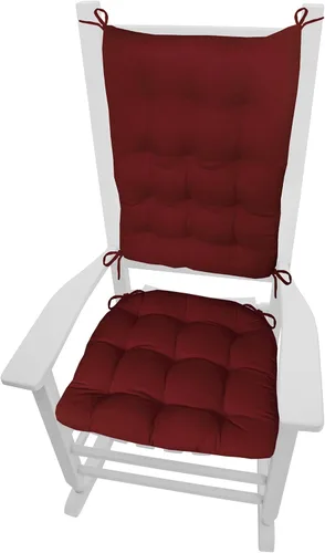 Barnett Home Decor Cojines de algodón para silla mecedora, color rojo vino, extra grandes, cojín de espuma de látex de 19 x 19 pulgadas y cojín de