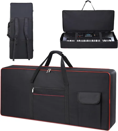 Miniatura 9 de Funda para teclado de 88 teclas, funda para piano con 2 bolsillos, funda para conciertos de teclado, 600D duradero, tela Oxford acolchada