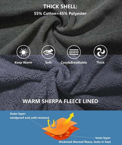 Miniatura 114 de GEEK LIGHTING Sudadera con capucha y cremallera para hombre, forro polar, chaqueta gruesa con capucha para invierno, cálida sudadera atlética